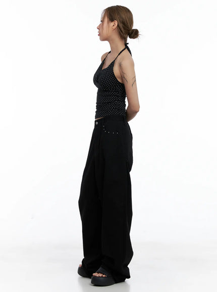 polka-dot-halter-v-neck-sleeveless-top-cl511