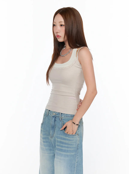 Layered Lace Cami Halter Top CA514