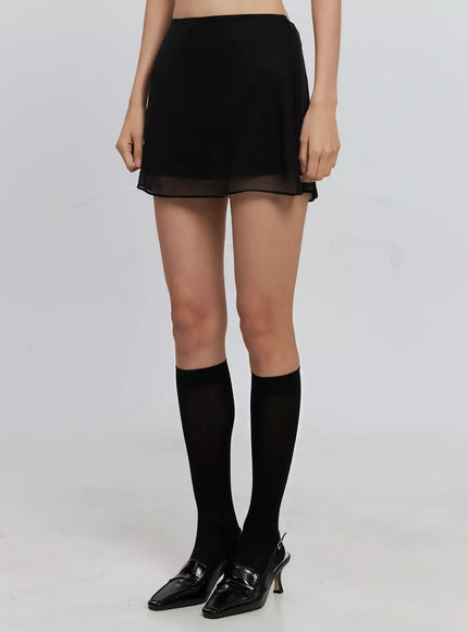 Sheer Chiffon Mini Skirt IS516