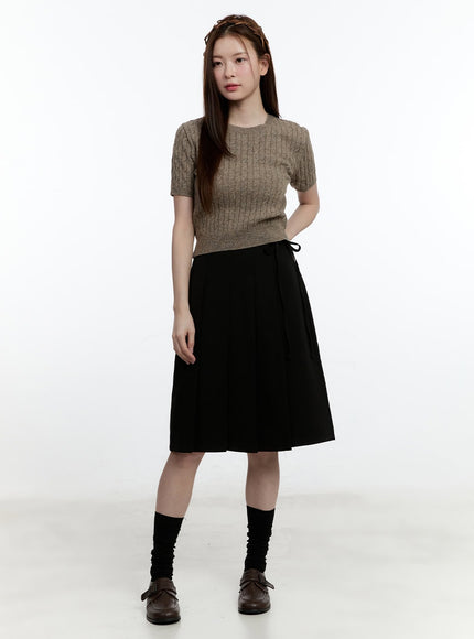 Pleated Wrap Midi Skirt CM521