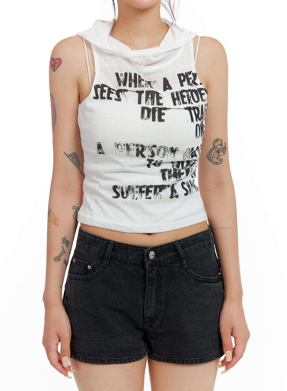 hooded-lettering-sleeveless-crop-top-cl415