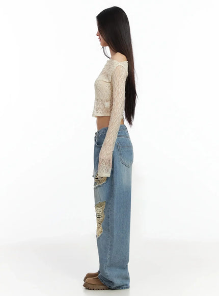 Mariene Distressed Wide Leg Jeans IA508