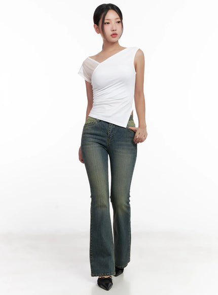 Yoori Vintage-Wash Flare Jeans CL518