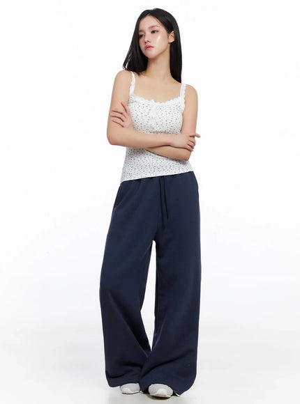 Flower Lace-Trim Tank Top IS525