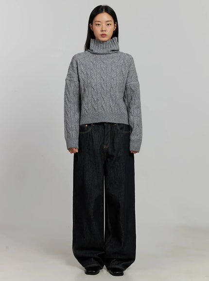 Cable Knit Turtleneck Sweater IJ502