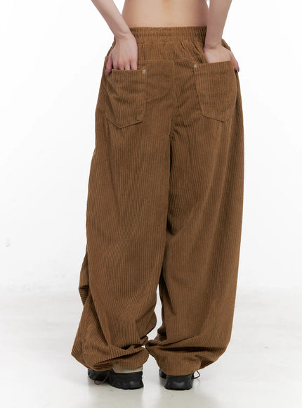 Corduroy Wide-Leg Cargo Pants CN512