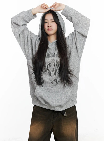 Ribbed Graphic Knit Hoodie IM502