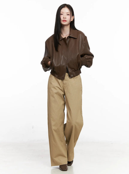 Crop Faux Leather Jacket CO531