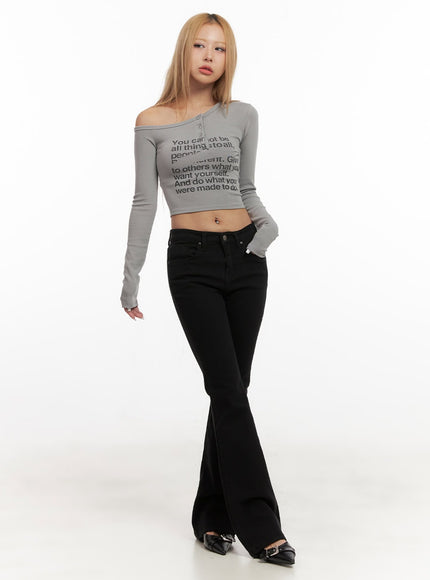 One-Shoulder Graphic Crop Top CJ508