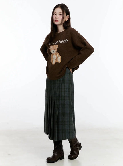 Plaid A-Line Midi Skirt ID526