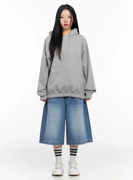 High-Waist Washed Wide-Leg Jorts IA507