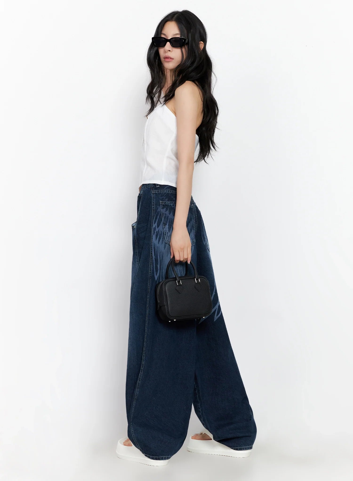 Sohee Angel Wing Print Wide-Leg Jeans IG508