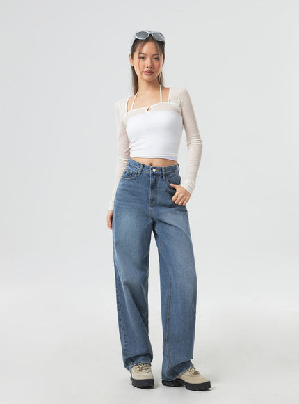 Wide Leg Mid-Wash Jeans CM331