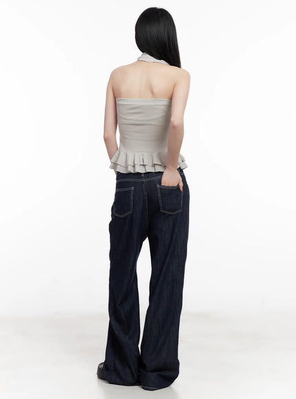 shirred-ruffle-tube-top-and-scarf-set-cl501