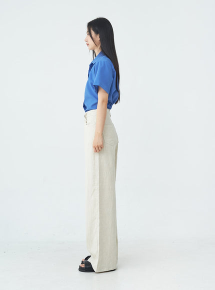 Linen Wide Leg Boot-Cut Pants OU20