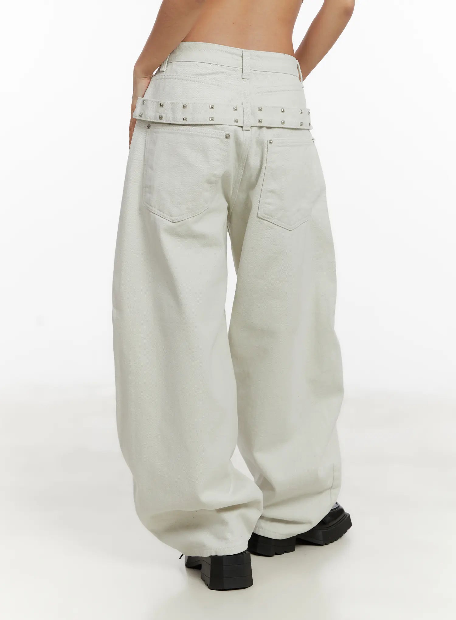 Wide Leg Cotton Pants with Belt Detail CD517