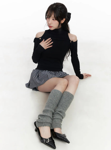 Striped Pleated Mini Skirt CJ526