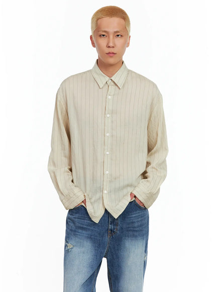 Men's Linen Button-Up Shirt IL514