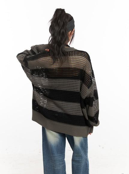 Chic Striped Mesh Sweater CJ524