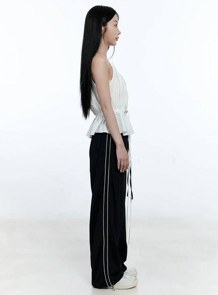 Pintuck String Halter Top CG512