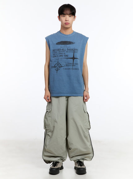 Men's Cargo Balloon-Fit Windbreaker Pants IY530 Acubi style