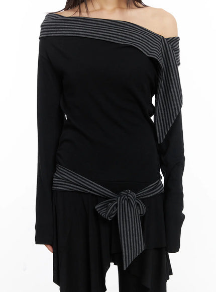 Off-Shoulder Two Tone Mini Dress CD522