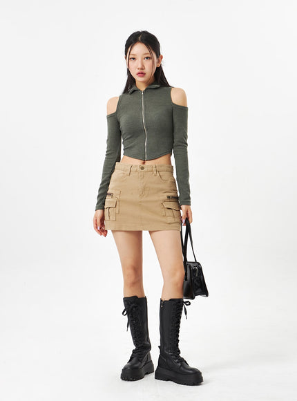 Mid-Rise Cargo Mini Skirt CA313