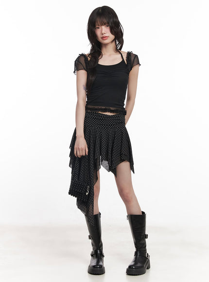 polka-dot-asymmetric-ruffle-mini-skirt-cy520