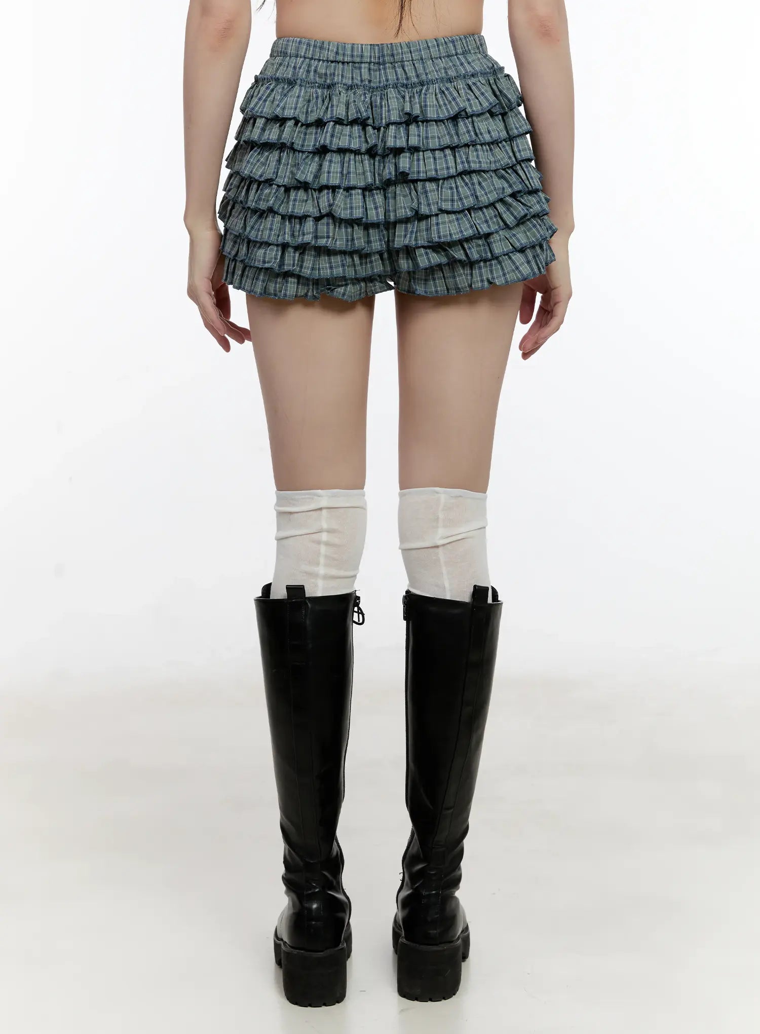plaid-ruffle-mini-skort-cl504