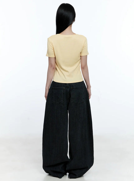 Ruched Ribbon Cropped Tee CG507