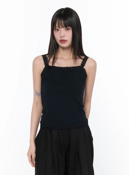 Lace Trim Sleeveless Top CA528
