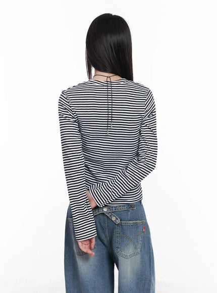 Slim-Fit Striped Long Sleeve Tee CM526
