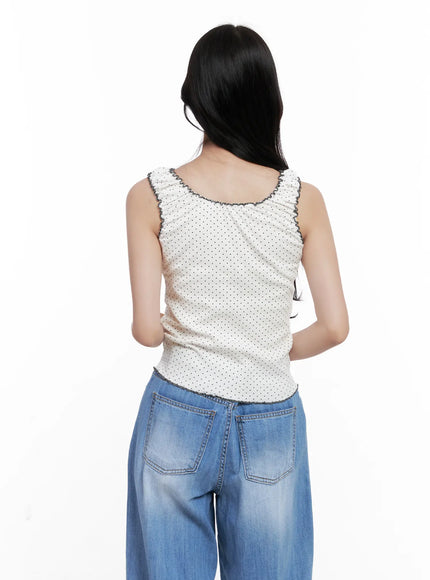 Polka Dot Ruffle Scrunch Top CL516