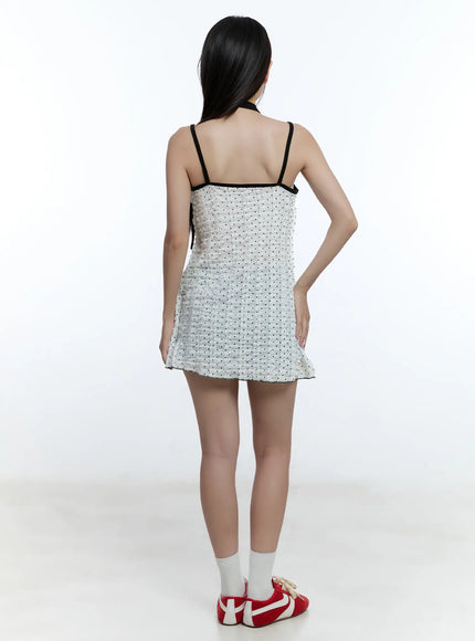 polka-dot-cami-mini-dress-scarf-set-cu526