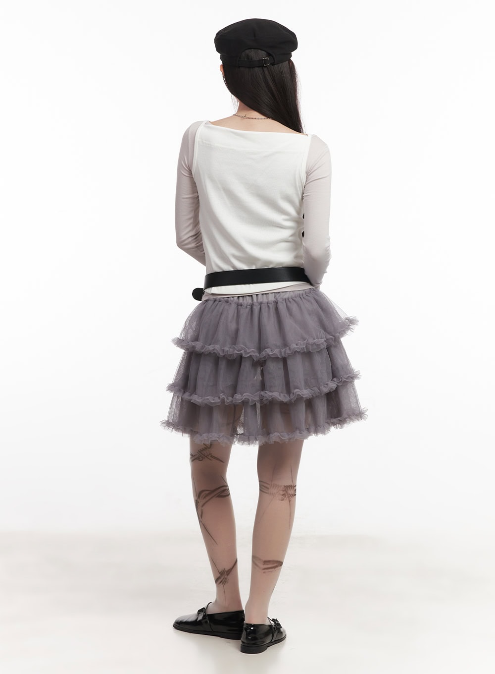 Tiered Ruffle Tulle Midi Skirt CM528