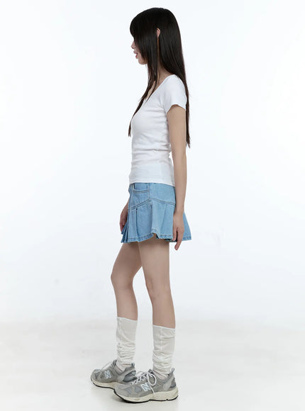 pleated-denim-mini-skort-cg511
