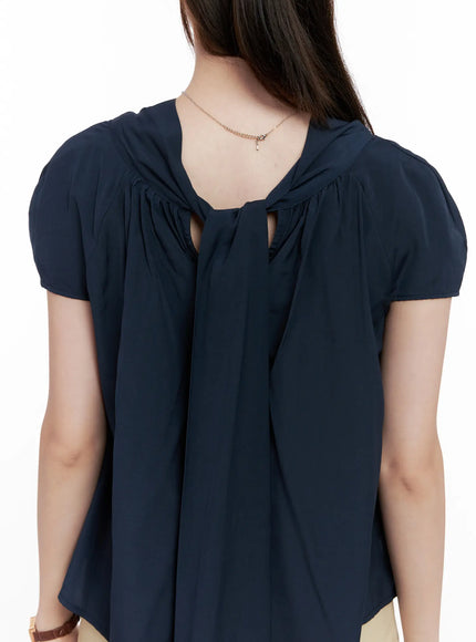 shirred-ribbon-short-sleeve-blouse-cl523