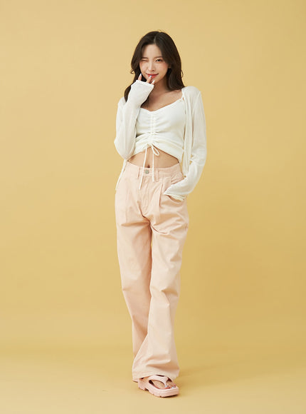 SIngle Pin-tuck Wide Cotton Pants BU13
