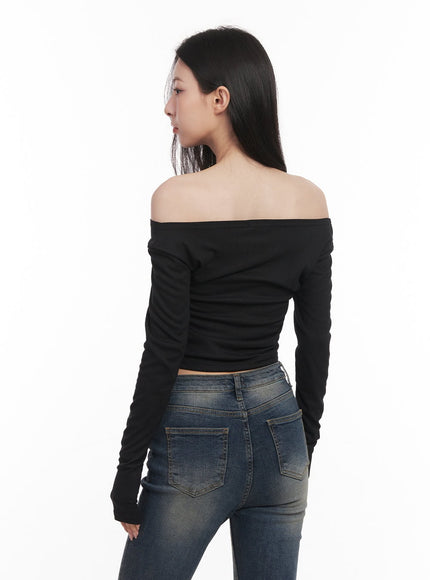 Semi-Sheer Off-Shoulder Top CM517