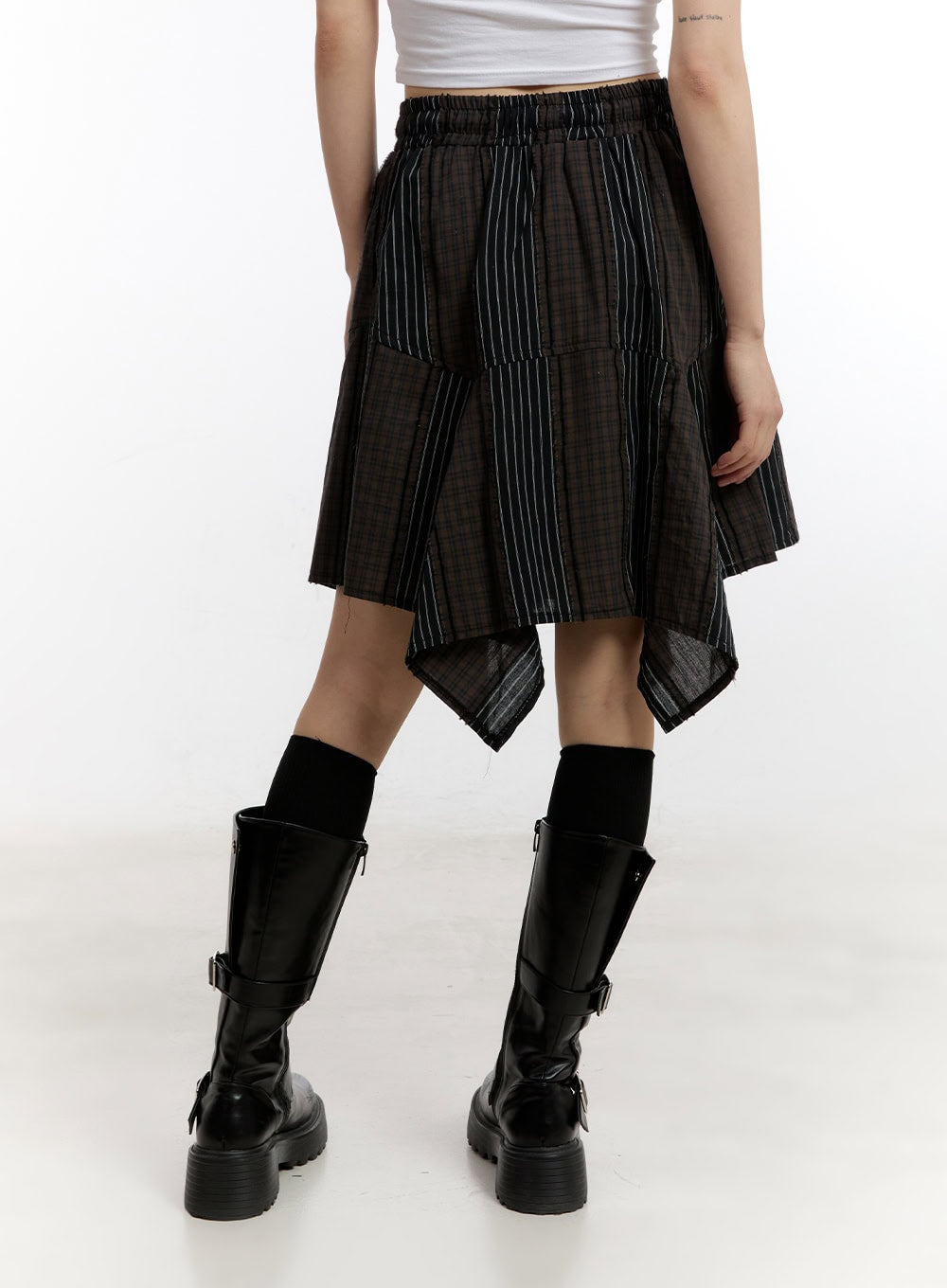 Ruffle Stripe Midi Handkerchief Skirt CA508