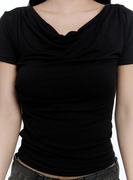 Shirred Draped Short-Sleeve Top CL530