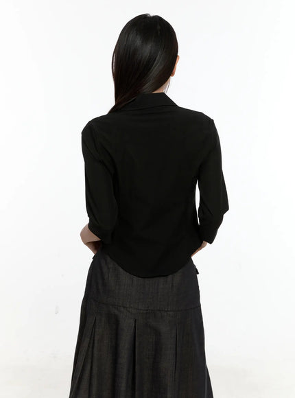 chic-black-buttoned-half-sleeve-top-cl531