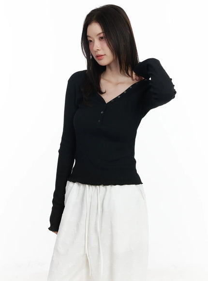 ribbed-button-v-neck-long-sleeve-top-if525