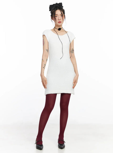 fuzzy-mini-dress-cj522 / White