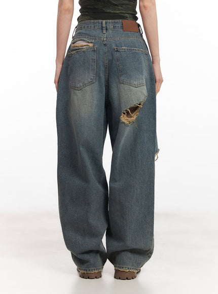 Rachael Distressed Wide-Leg Jeans CA514