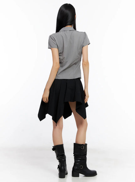 Asymmetric Frill Button Skirt CL530