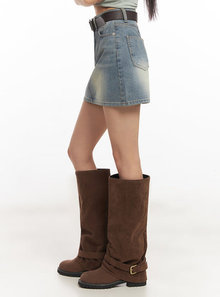 Washed Denim Mini Skirt IA528