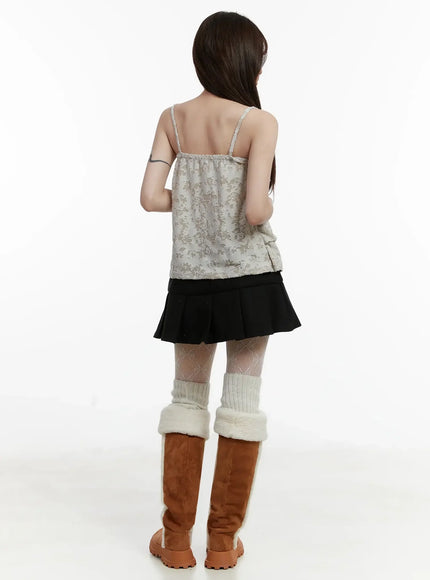 Fleece Pleated Mini Skirt IJ516