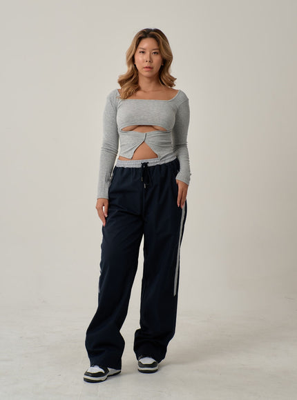 Sexy Square Neck Front Hole Top IN22