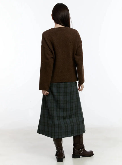 Plaid A-Line Midi Skirt ID526